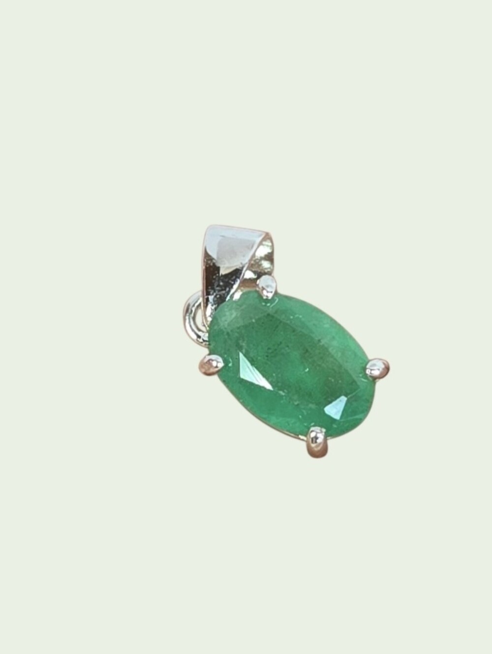 926 Sterling Silver Pendant 5x7mm with Natural Emerald